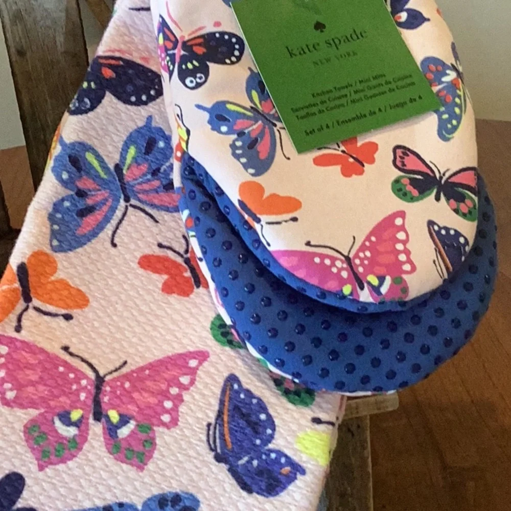 Kate Spade Butterfly Print Towel & Mitt Set